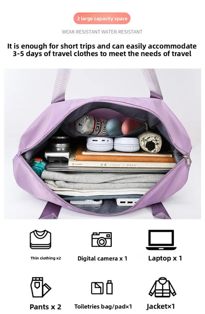 Large Capacity Travel Bag with Spinner Wheels Waterproof Wet Dry Separation Expandable Luggage for Students Business Maternity