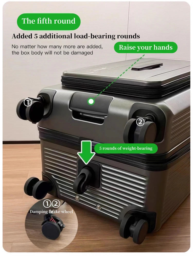 Expandable Luggage, Large-Capacity Thickened Trolley Case, 24-inch Travel Suitcase, Luggage with Combination Lock, Sturdy and Durable