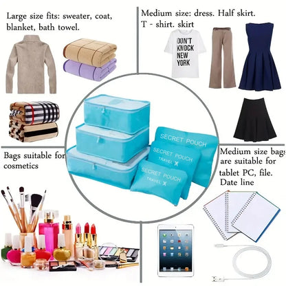 6pcs Travel Luggage Storage Bags, Versatile Lightweight Storage Pouch, Dustproof Duffle Bag
