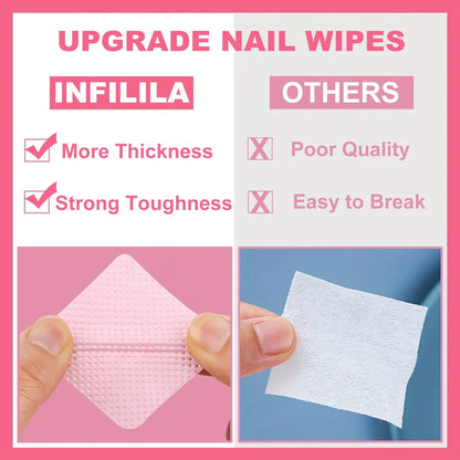 20/100/200/400/600pcs Lint-Free Nail Wipes Gel Cleansing Tissues Aluminum-Free Nail Polish Remover Pads for NaiArt Beauty Cleaning Care Tool