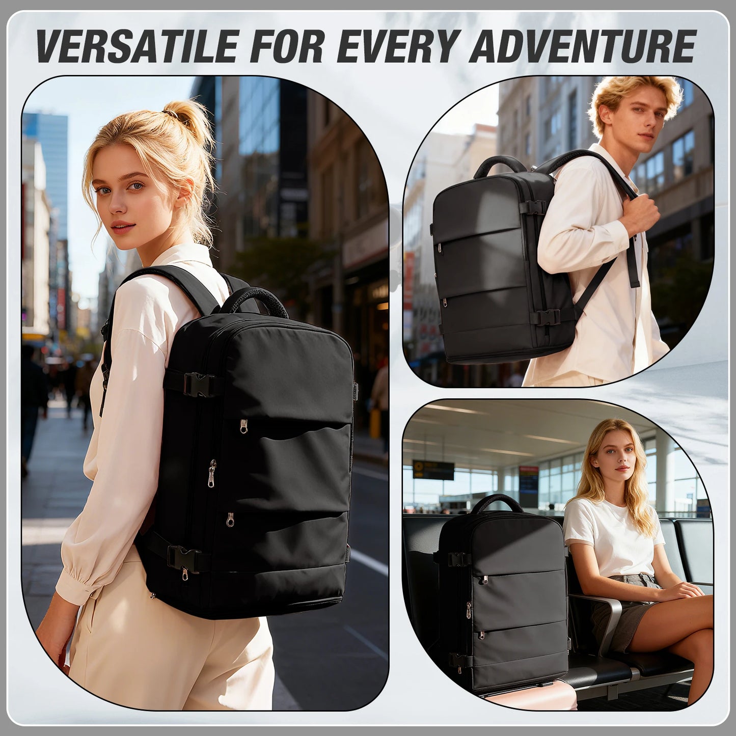Women & Men Hand Luggage Backpack Business College Laptop Travel Backpack Waterproof Carry on mochila viaje cabina avion 40x20x25