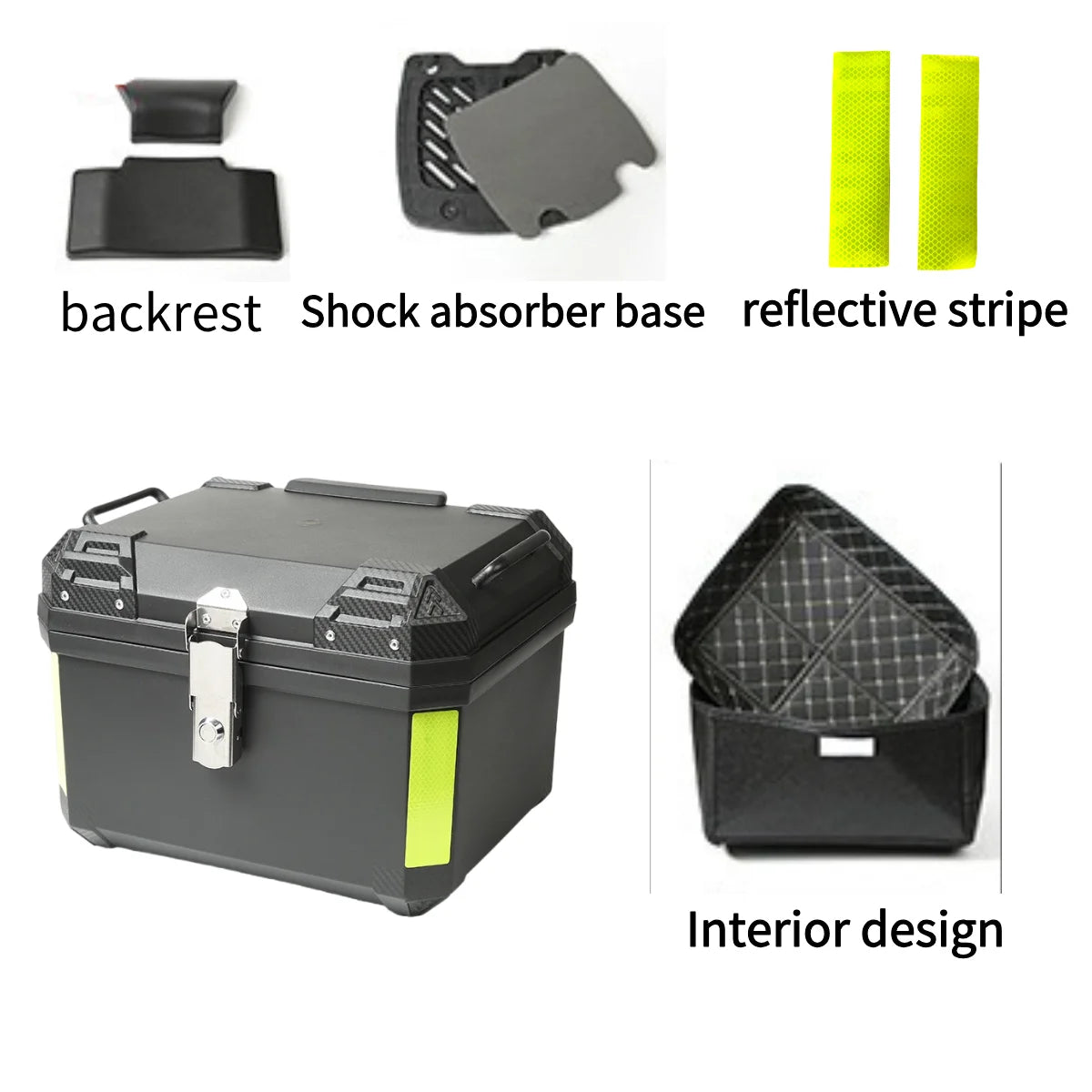 1 Set Motorcycle Trunk motorcycle luggage Large Capacity 45L Storage Helmets, motorcycle accessories Suitable for Travel