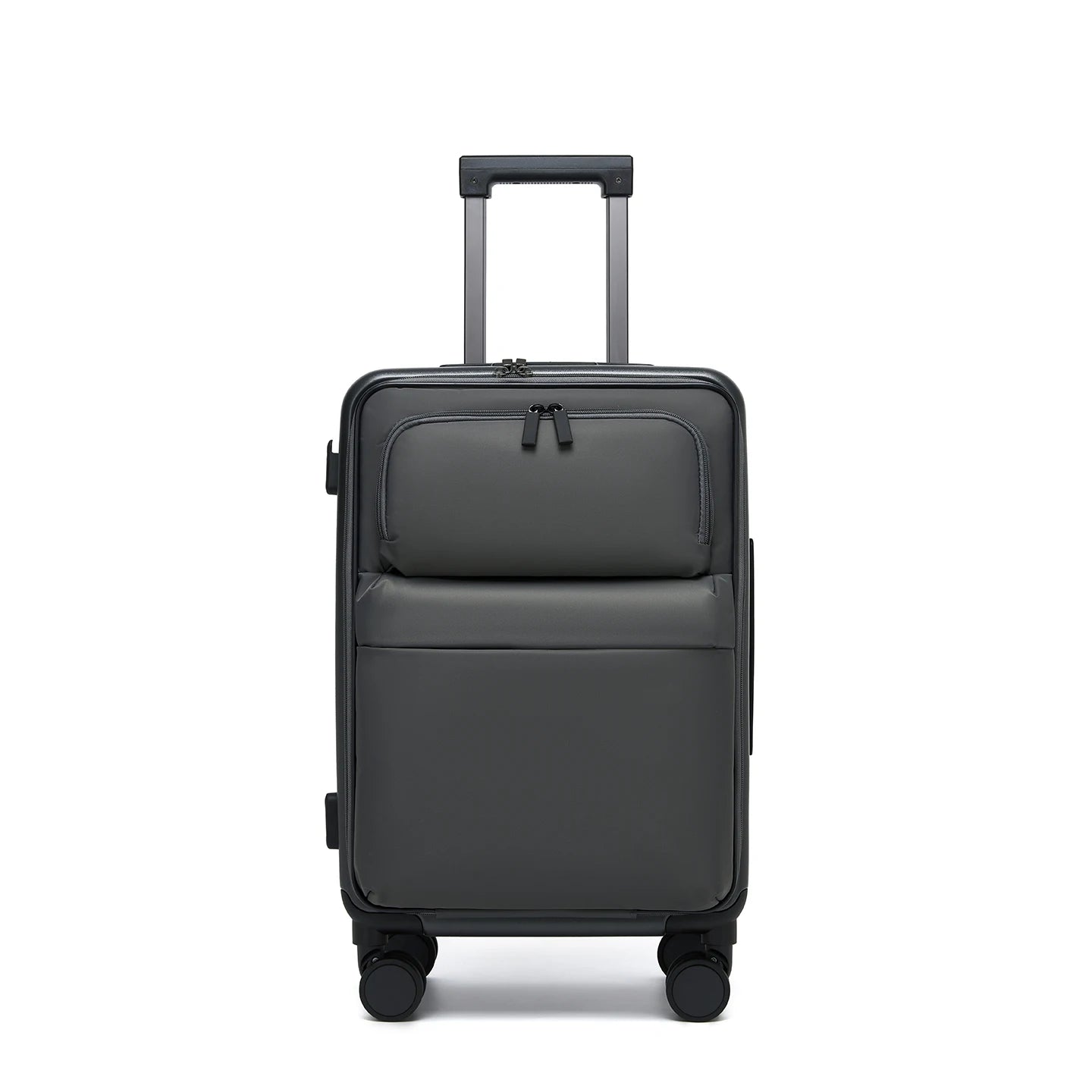 Front Opening Luggage Aluminum Frame Softside Luggage with Spinner Wheels Men Carry-On Luggage Women Travel Trolley Case 20 Inch