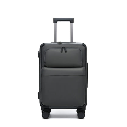 Front Opening Luggage Aluminum Frame Softside Luggage with Spinner Wheels Men Carry-On Luggage Women Travel Trolley Case 20 Inch