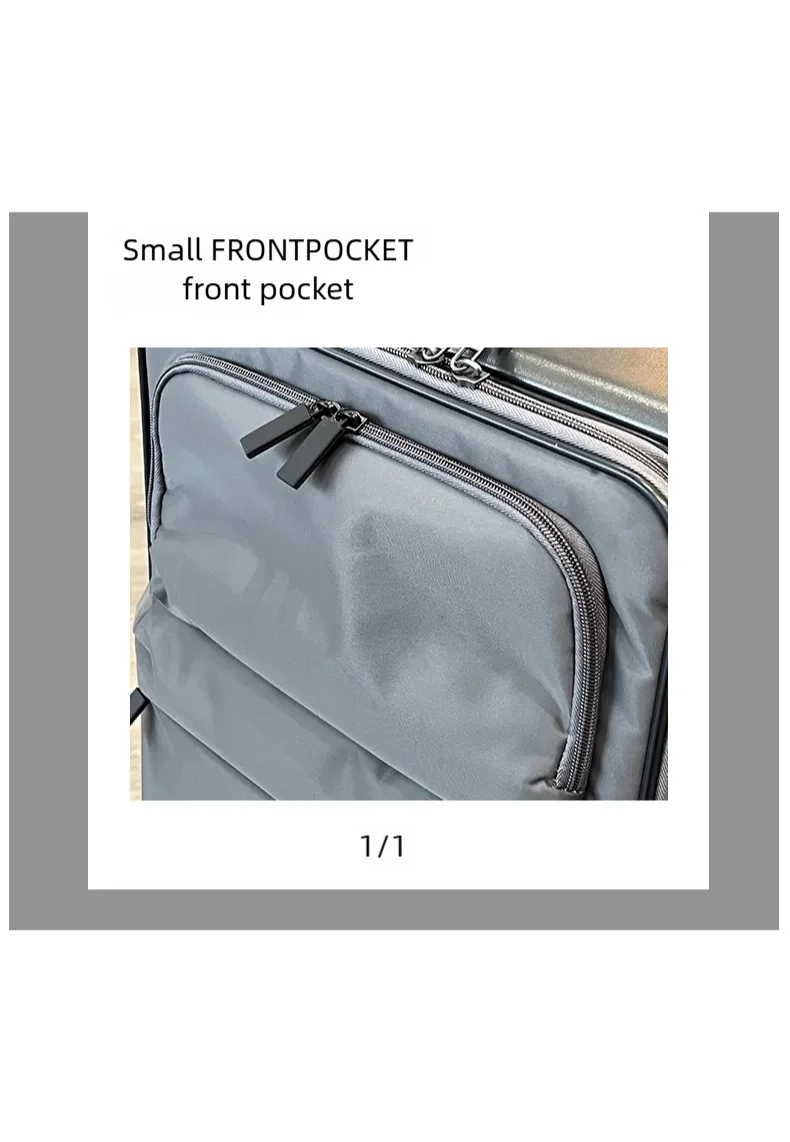 Front Opening Luggage Aluminum Frame Softside Luggage with Spinner Wheels Men Carry-On Luggage Women Travel Trolley Case 20 Inch
