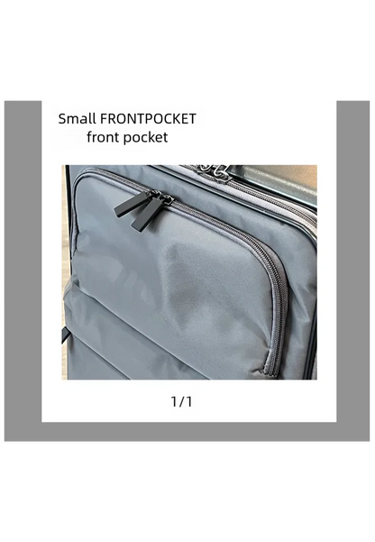 Front Opening Luggage Aluminum Frame Softside Luggage with Spinner Wheels Men Carry-On Luggage Women Travel Trolley Case 20 Inch