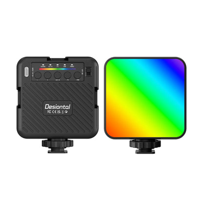 Desiontal RGB Video Light LED Camera Light 360° Full Color CRI 95+ 3000-6500K Dimmable Panel Lamp with 3 Cold Shoe 1500mAh