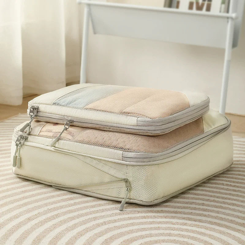  Travel Storage Bag 5-piece Set With Mesh Compression Storage Bag  Luggage Organizer Bag  Space Saving Portable Set