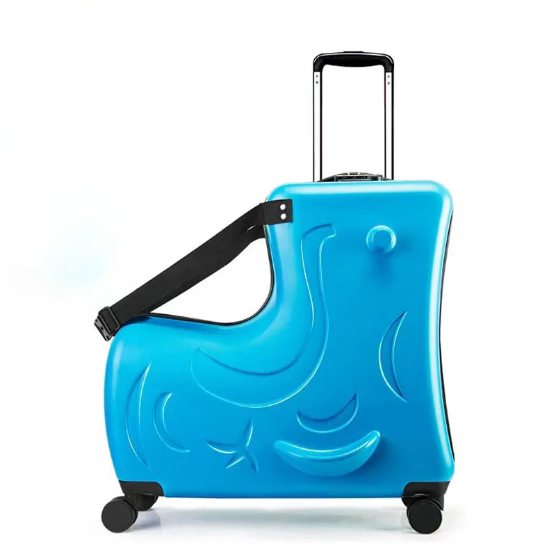 Kids Scooter Suitcase Cartoon Sit & Riding Luggage with 360° Swivel Wheel Pedal Removable Seat Belt Cabin Luggage for Boy Girl