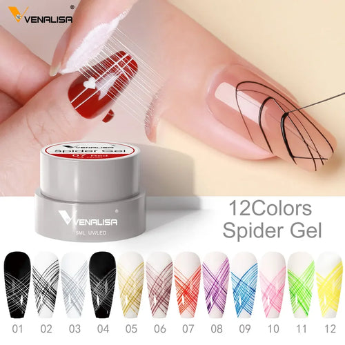 Venalisa 8ml UV LED Nail Art Gel Professional Nail Paint Polish Lacquer Emboss Liner Spider Gels for Perfect Manicure