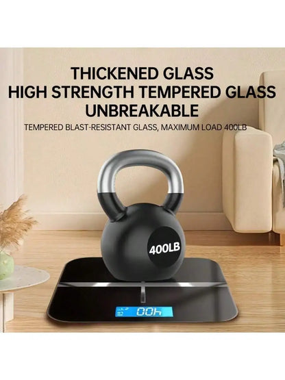 Smart Multi-Function Body Fat & Weight Bathroom Scale with Tempered Glass Wide Platform, 390lbs. For Home, Fitness, Outdoor.
