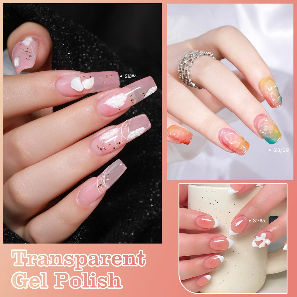 6PCS/SET 15ML Nude Pink Jelly Nail Gel Polish Set Summer Translucent Vernis Semi Permanent UV LED Soak Off Nail Art Manicure Kit
