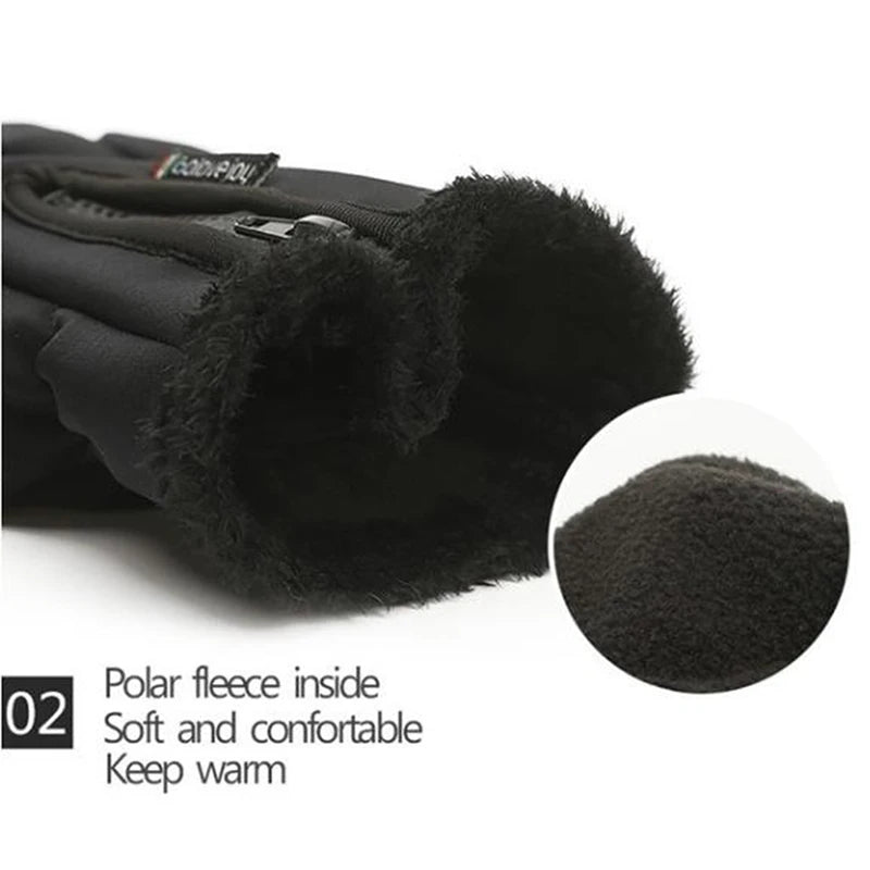 Motorcycle Gloves Outdoor Winter Thermal Fleece Lined Water Resistant Touch Screen Motorbike Riding Waterproof