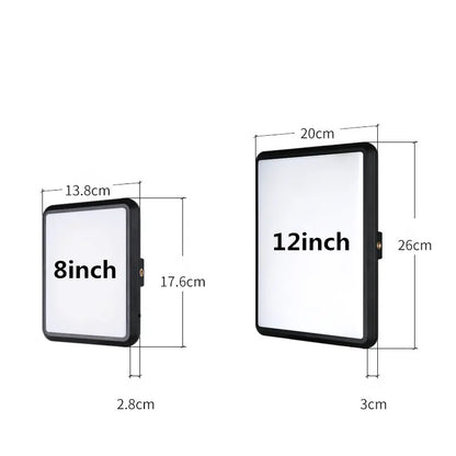 LED Photography Video Light Panel Lighting Photo Studio Lamp Kit with 8/12 Inch Adjustable Brightness,for YouTube Live Streaming