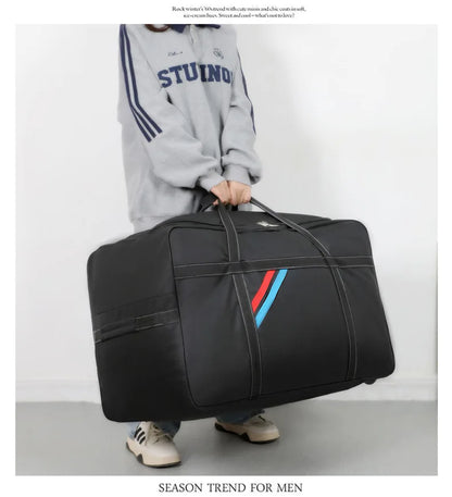 Large Capacity Trolley Bags with Wheels Foldable Luggage Wheeled Bag Travel Suitcase Waterproof Handbag Weekend Rolling Luggage