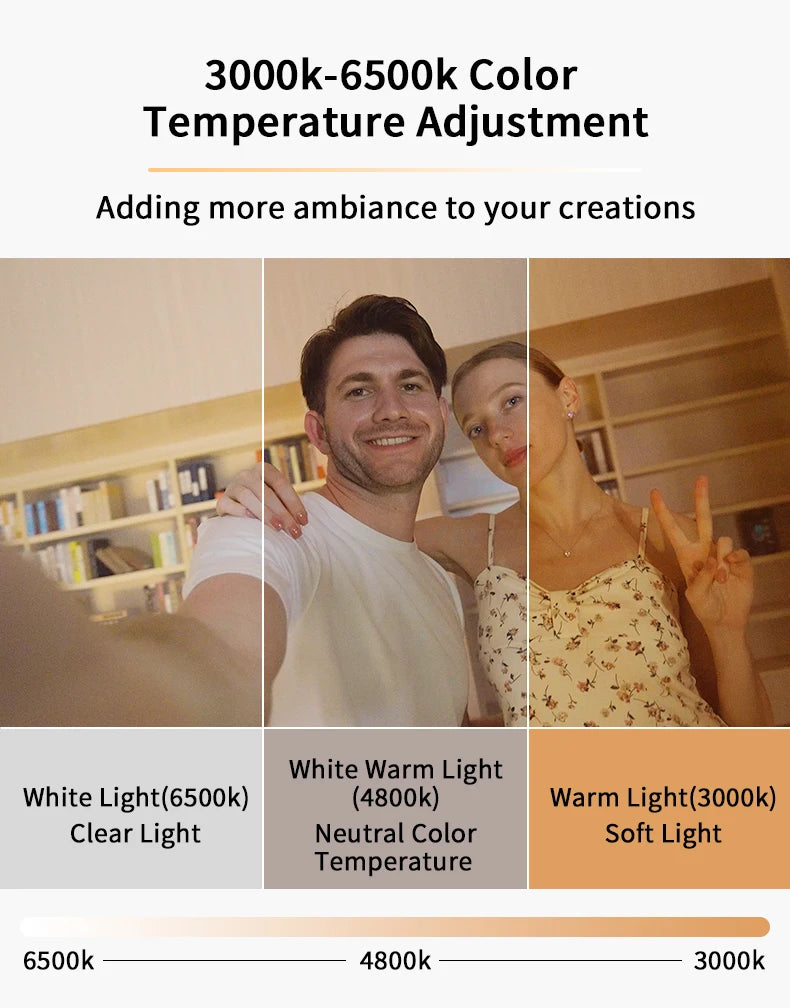 Desiontal RGB Video Light LED Camera Light 360° Full Color CRI 95+ 3000-6500K Dimmable Panel Lamp with 3 Cold Shoe 1500mAh