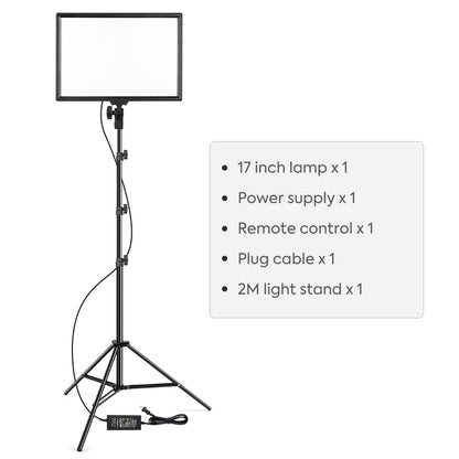 17"/43cm Led Video Lamp Panel Display CRI 95+ Photography Lighting With 2M Stand Remote Light For Beauty Makeup Studio Light Set
