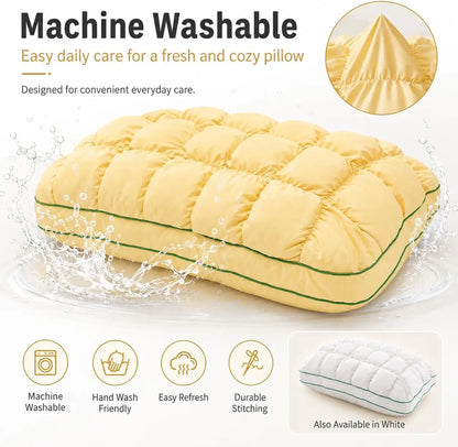 Marshmallow-Soft Pillow for Adults, Soft Cloud-Like Fluffy Pillow for Sleeping, Bedroom, Side and Back Sleepers (FREE Robe and Eye Mask)