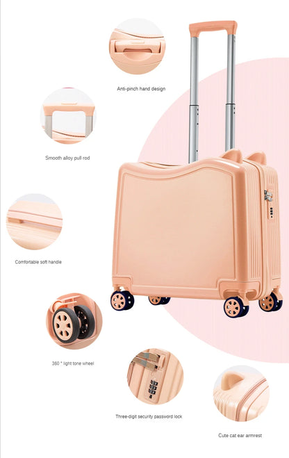 Kids Luggage Lovely Travel Suitcase on Spinner Wheels Sit and Ride Children's Travel Bag Password Carry on Trolley Luggage Bag