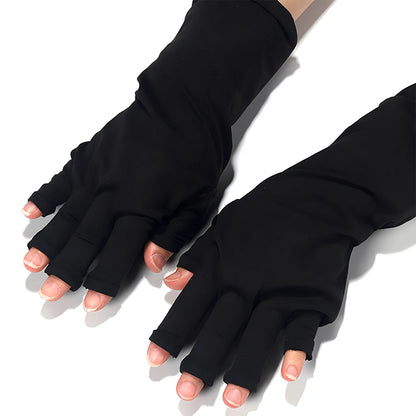 Anti UV Gloves Gel Professional Protection Gloves for ManicuresProtect Hands Nail Art Stretchy Fingerless Glove for Home Outdoor