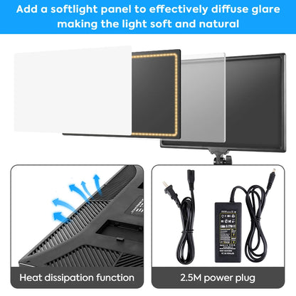 17"/43cm Led Video Lamp Panel Display CRI 95+ Photography Lighting With 2M Stand Remote Light For Beauty Makeup Studio Light Set