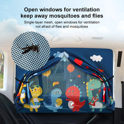 New 2 Layers Telescopic Magnetic Car Window Shades Mosquito Net Sun Cover Sunshade Uv Protection Block Mesh Curtain for Kid Baby