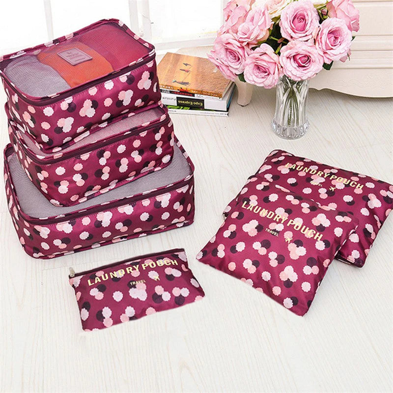 6pcs Travel Organizer Set Suitcase Storage Bag Portable Clothes Underwear Shoes Cubes For Travels Makeup Bags Luggage Organizers