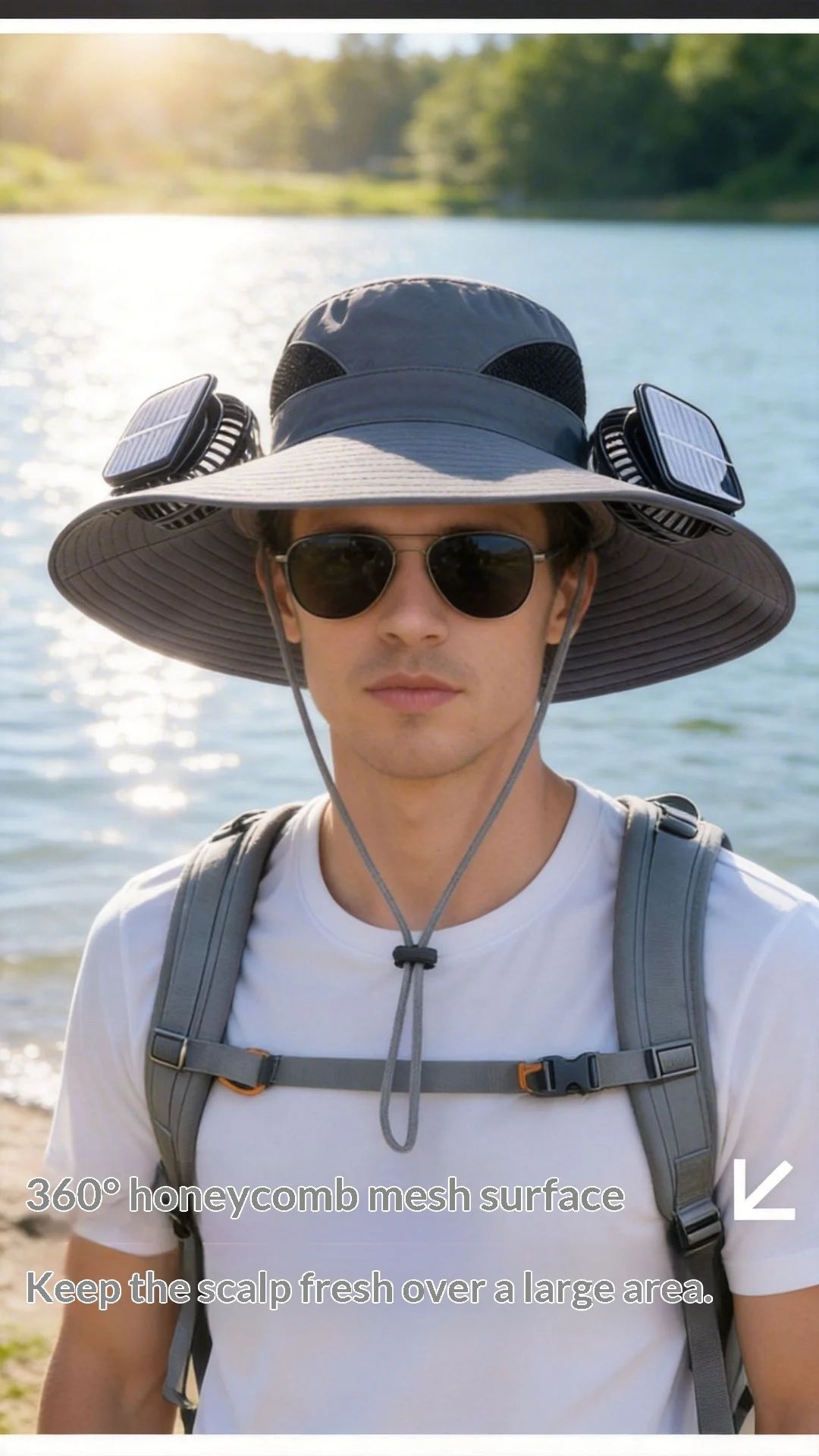 Solar Fan Hat Portable Solar Charging Cap with Fan for Outdoor Camping Fishing Hiking Sunscreen Fisherman Hat