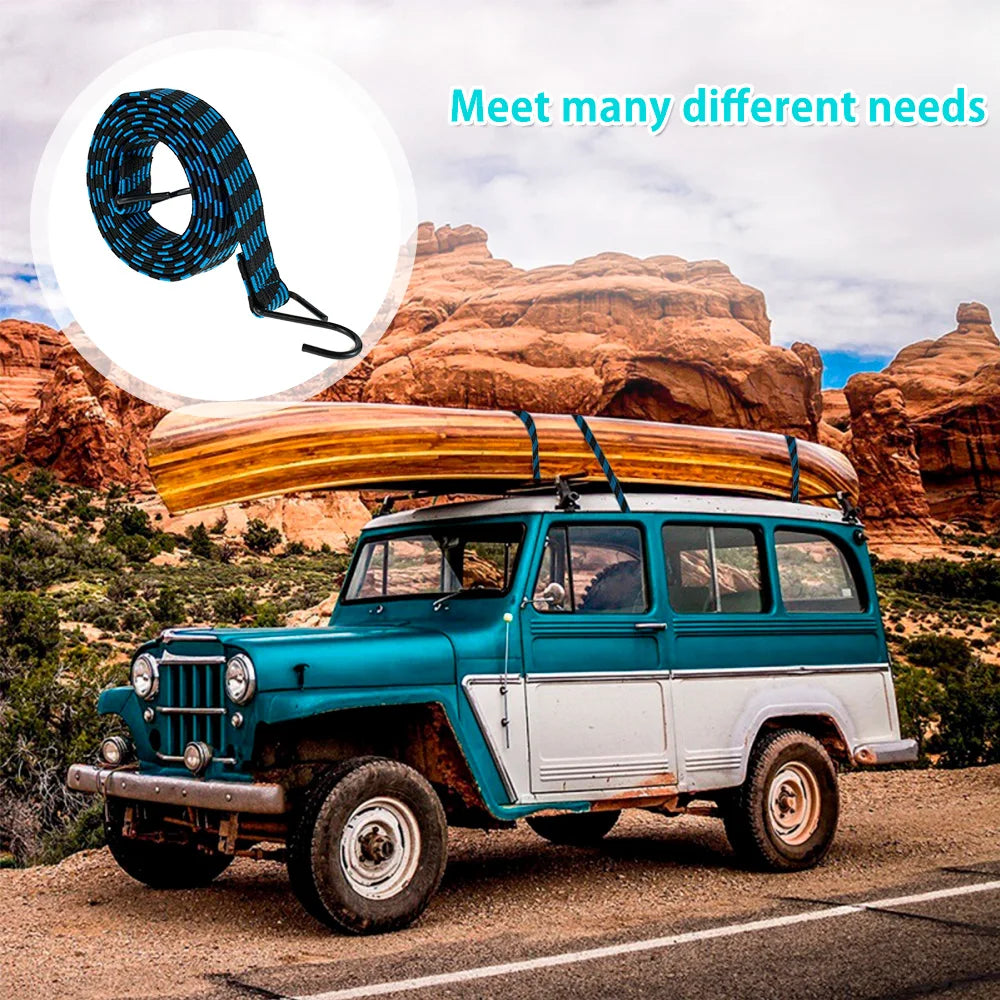 5Pcs Bungee Cords Elastic Bungees Cords with Hooks Heavy Duty Luggage Bungee Straps Anti-slip Flat Elasticity Rope for