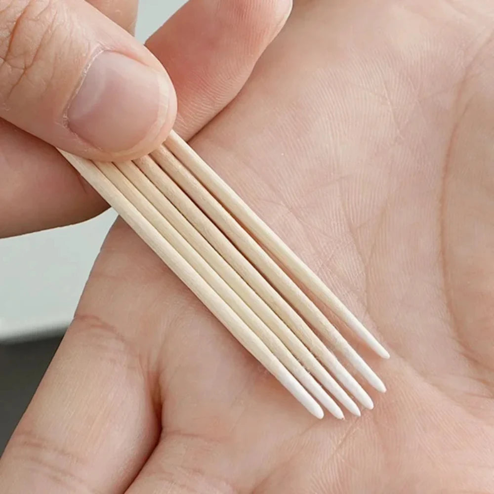 50/100/300/500 Nails Wooden Tip Cotton Stick Buds Disposable Ultra-Detail Corrector Nail Polish Remover Clean Sticks Manicure Tools