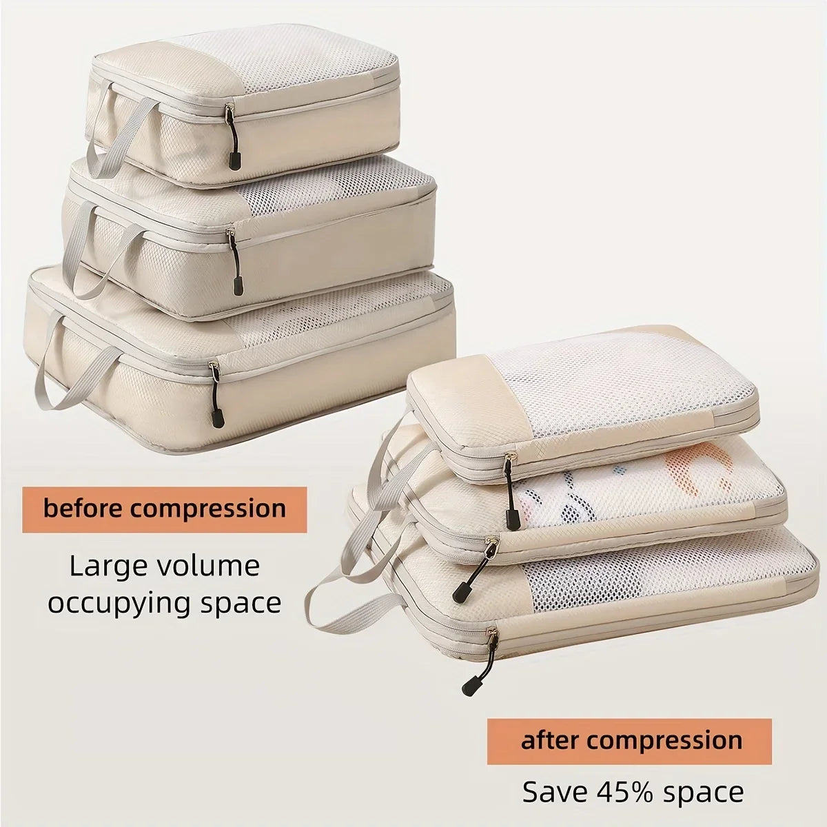 3 Piece Travel Compression Packing Cube, Travel Bag Luggage Organizer Travel Essentials Carry-On Luggage Compression Cube