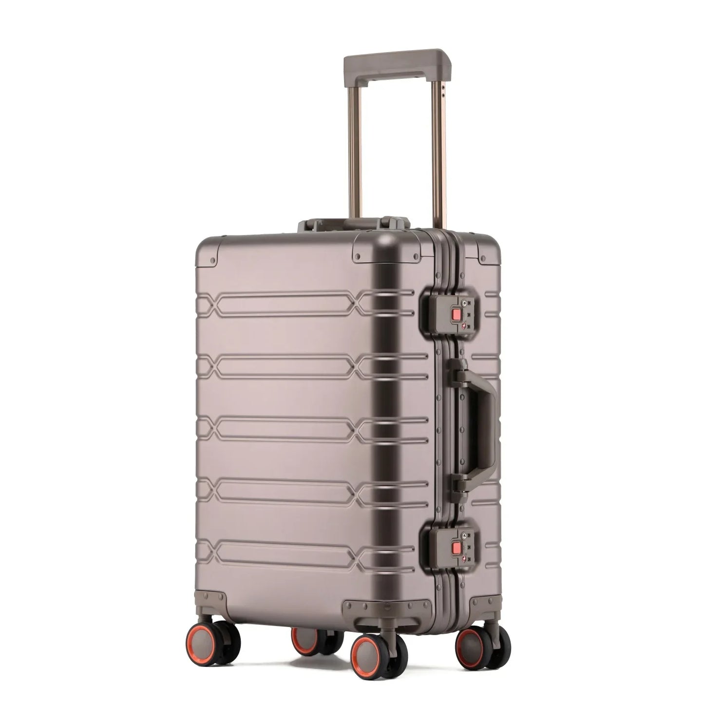 Large-Capacity 100% Aluminum Travel Luggage 20/24/29 Inch 360° Spinner Wheels TSA Lock Carry-On Checked Trolley Suitcase