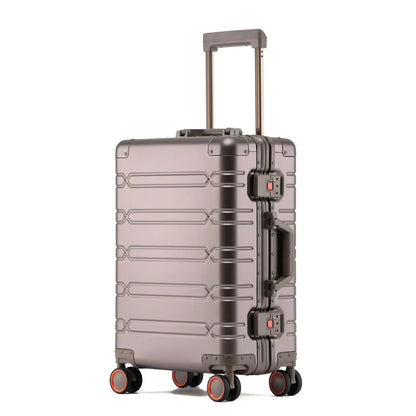 Large-Capacity 100% Aluminum Travel Luggage 20/24/29 Inch 360° Spinner Wheels TSA Lock Carry-On Checked Trolley Suitcase