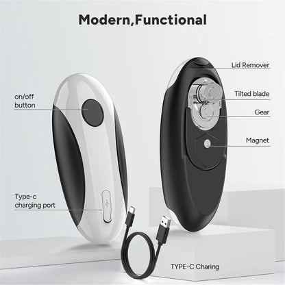 N18R Electric Can Opener, Rechargeable Electric Can Opener for Seniors with Arthritis, Smooth Edge, Food-Safe, Side CutOpener
