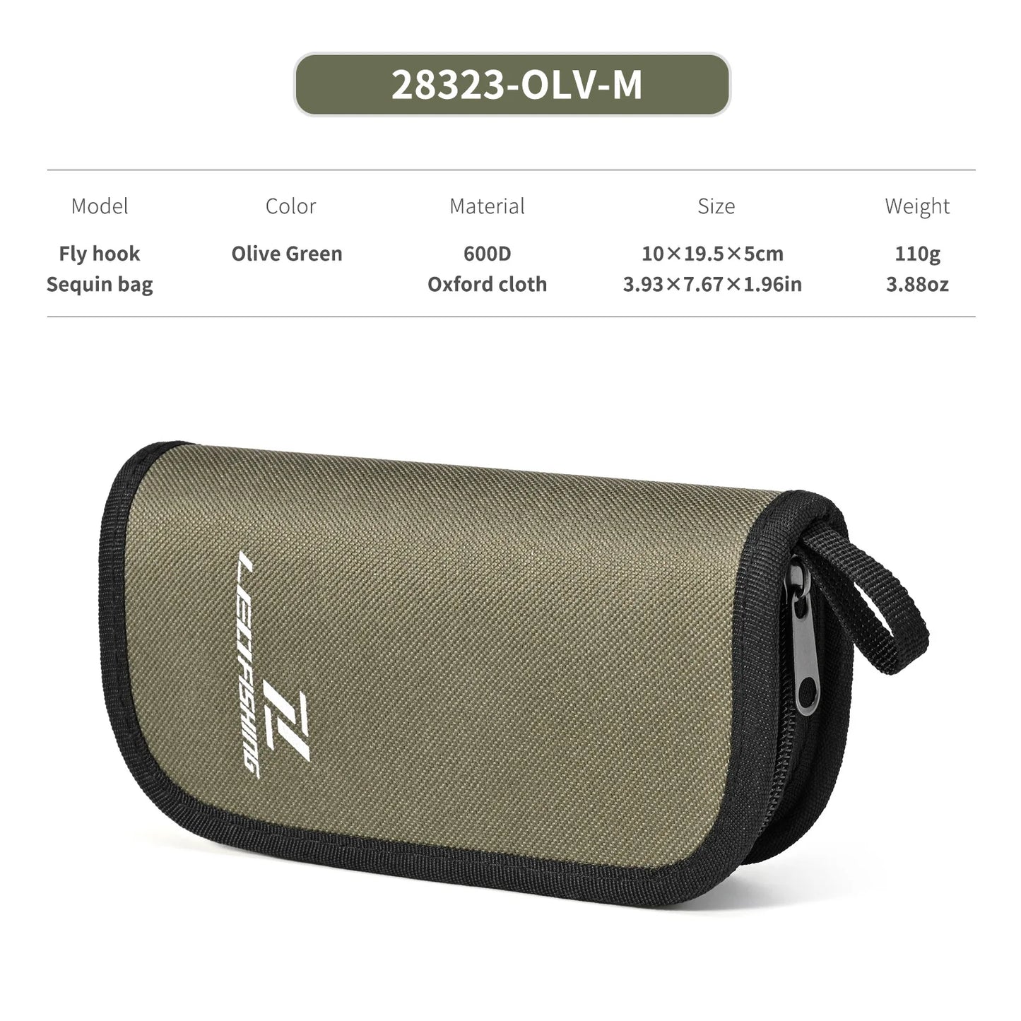 Spoon Spinner Fly Fishing Lures Bag Baits Storage Carrying Case Lure Storage Wallet With Zipper Nylon Green Cloth Tackle Bag