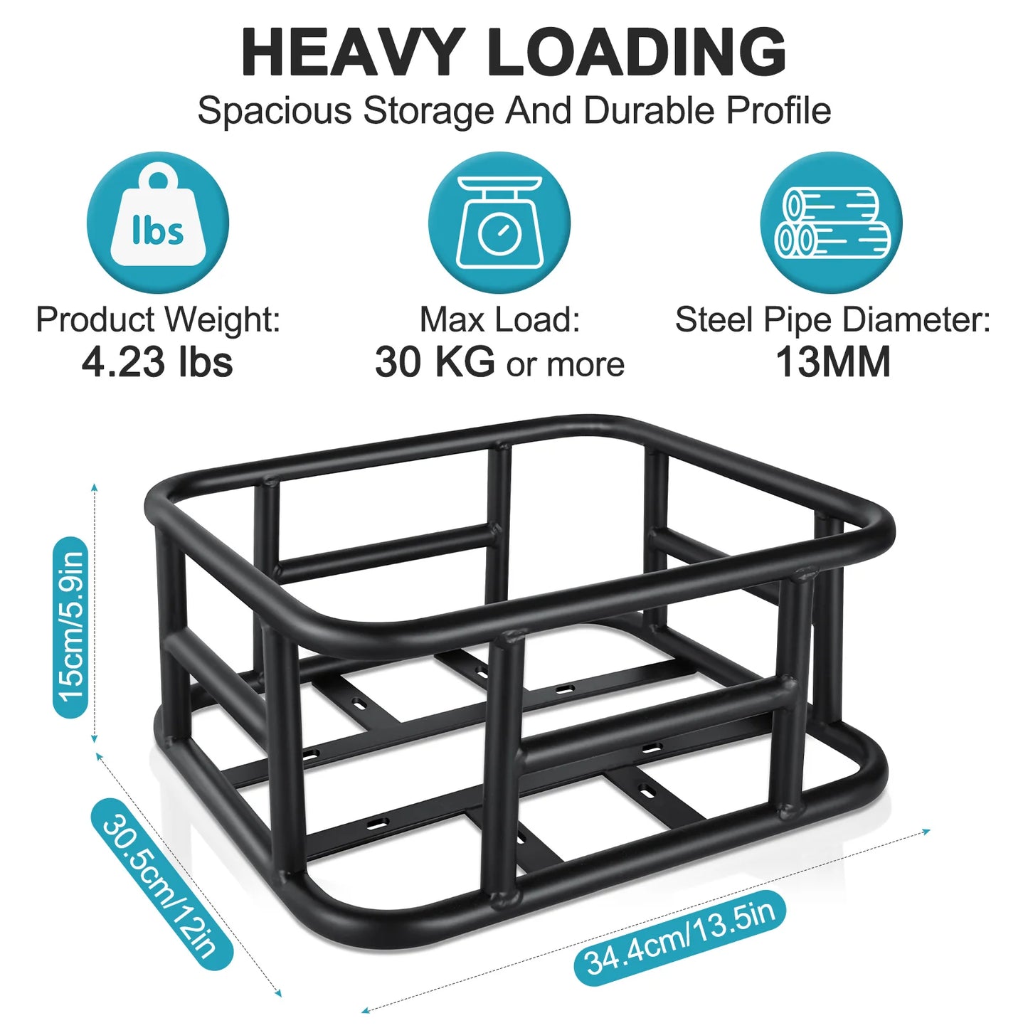 NEWBOLER E-Bike Luggage Rack Bag Heavy Metal Large Capacity Bicycle Rear Rack Basket Outdoor Travel Shopping MTB Road Bicycle