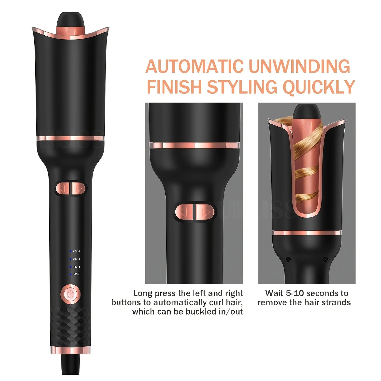 Auto Rotating Hair Curler Air Curler Spin Curl Ceramic Curling Iron Automatic Curling Wand Electric Hair Waver Iron Styler