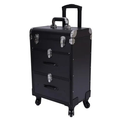 Rolling Makeup Train Case Travel Cosmetic Organizer Box with Dividers Cosmetic Trolley with Lock Cosmetics Storage Organizer