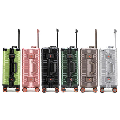 Large-Capacity 100% Aluminum Travel Luggage 20/24/29 Inch 360° Spinner Wheels TSA Lock Carry-On Checked Trolley Suitcase