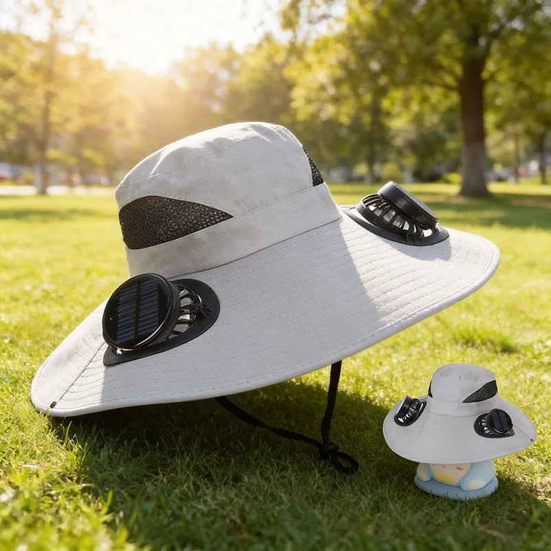 Solar Fan Hat Portable Solar Charging Cap with Fan for Outdoor Camping Fishing Hiking Sunscreen Fisherman Hat