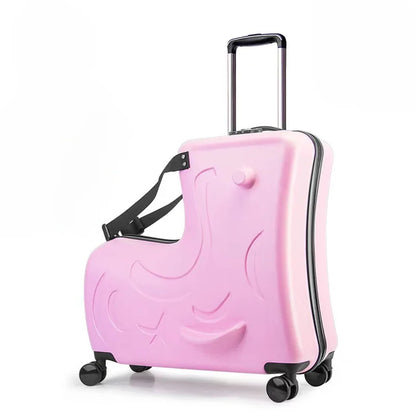 Kids Scooter Suitcase Cartoon Sit & Riding Luggage with 360° Swivel Wheel Pedal Removable Seat Belt Cabin Luggage for Boy Girl