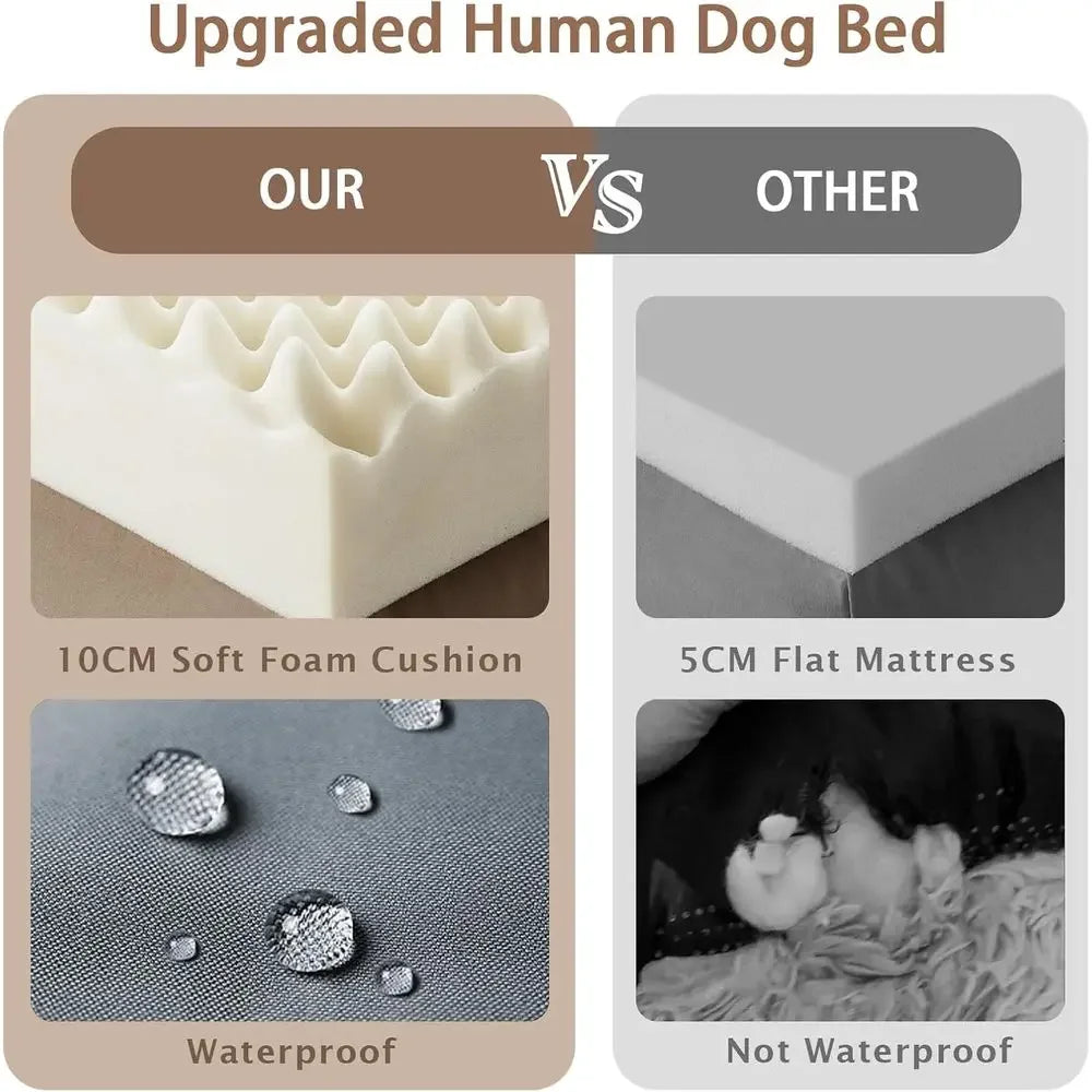 Large Washable Memory Foam Dog Bed with Pillow & Blanket, 71x45x12 Inches, PinkTime-limited