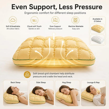 Marshmallow-Soft Pillow for Adults, Soft Cloud-Like Fluffy Pillow for Sleeping, Bedroom, Side and Back Sleepers (FREE Robe and Eye Mask)