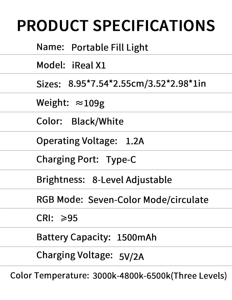 Desiontal RGB Video Light LED Camera Light 360° Full Color CRI 95+ 3000-6500K Dimmable Panel Lamp with 3 Cold Shoe 1500mAh