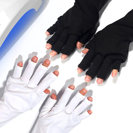 Anti UV Gloves Gel Professional Protection Gloves for ManicuresProtect Hands Nail Art Stretchy Fingerless Glove for Home Outdoor