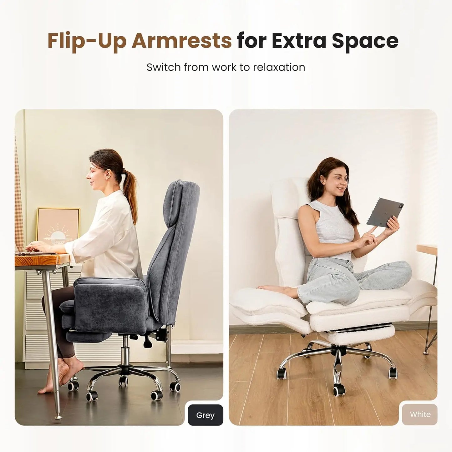 Big and Tall Office Chair, Flip Armrests for Pets & Cross Legged Sitting, Executive Ergonomic Computer Gaming Chair, Customized