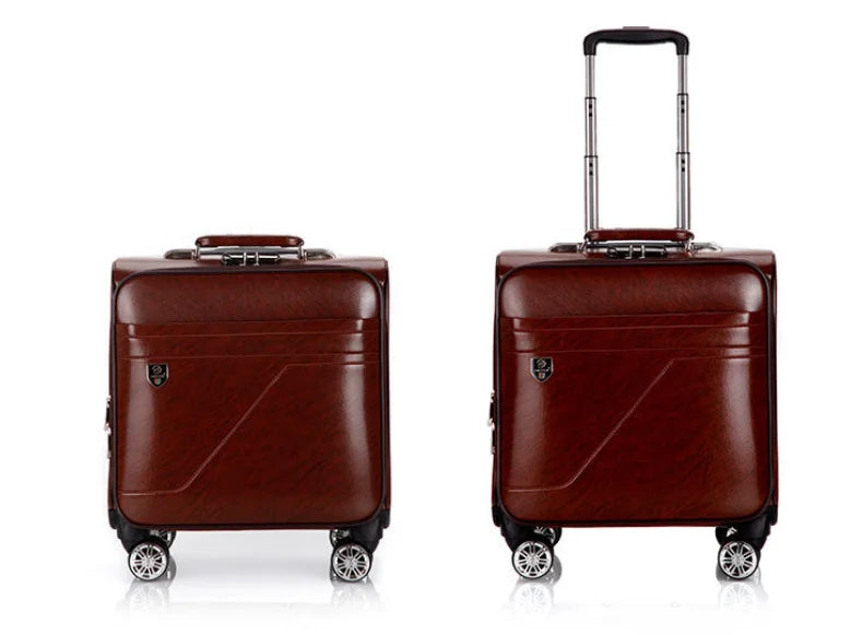 Men Business Travel Rolling Luggage Suitcase Under Seat Carry on Suitcases 18 Inch Travel Luggage Bag with 4 Spinner Wheels
