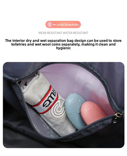 Large Capacity Travel Bag with Spinner Wheels Waterproof Wet Dry Separation Expandable Luggage for Students Business Maternity