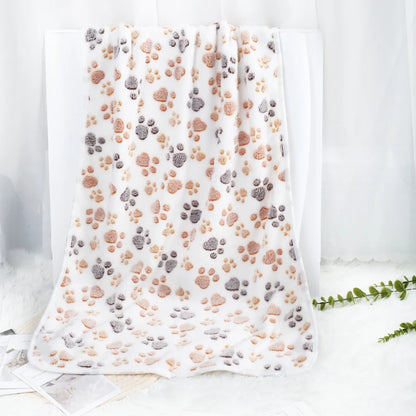 Soft Fluffy High Quality Pet Blanket Flannel Dog Sleep Blanket Paw Print Pattern Hamster Mat Warm Comfortable Cat Dog Blankets