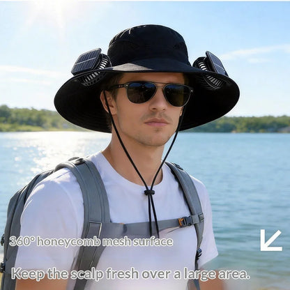 Solar Fan Hat Portable Solar Charging Cap with Fan for Outdoor Camping Fishing Hiking Sunscreen Fisherman Hat